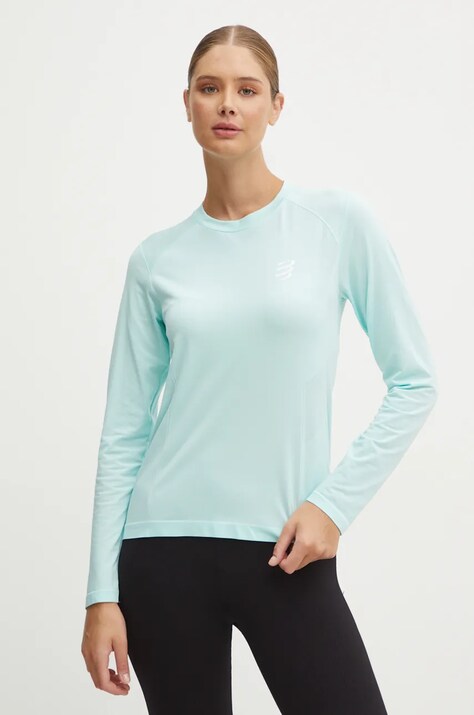 Compressport longsleeve pentru alergare Performance culoarea turcoaz, ATSW4955