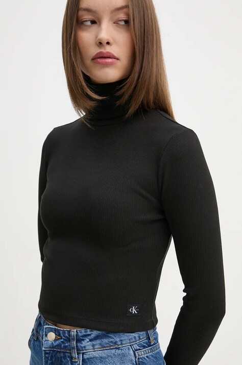 Calvin Klein Jeans tricou femei, culoarea negru, cu guler, J20J224196