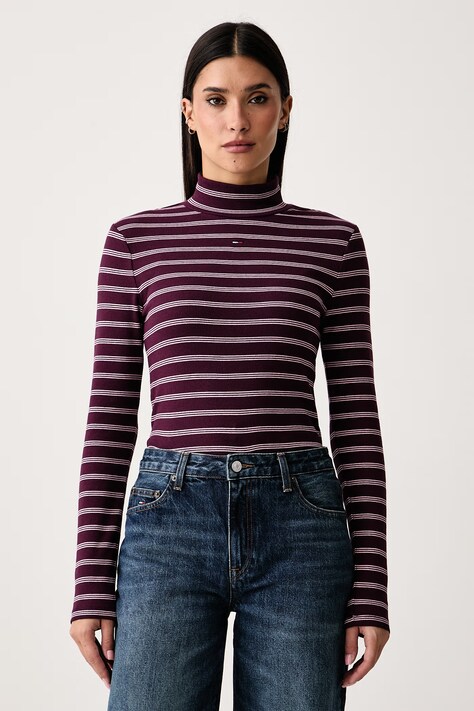 Tommy Jeans Longsleeve damski bawełniany bordowy DW0DW19830