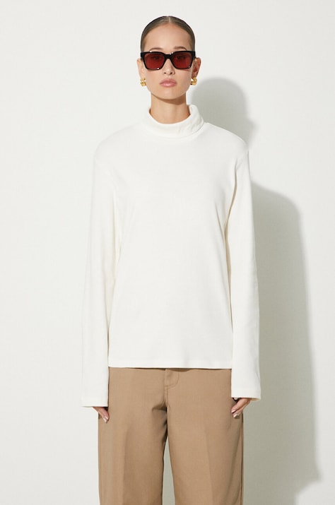 Tričko s dlouhým rukávem Carhartt WIP Signature Mockneck béžová barva, s golfem, I034019.D6XX