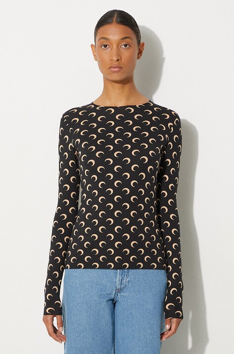 Longsleeve Marine Serre Recycled Moon Jersey Second Skin Crewneck Top χρώμα: μαύρο, WTS006A.CJER0001