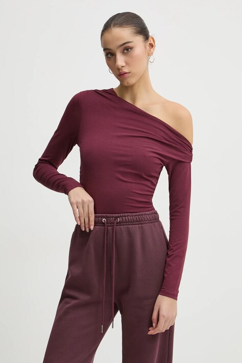 Abercrombie & Fitch longsleeve femei, culoarea bordo, KI139-4736
