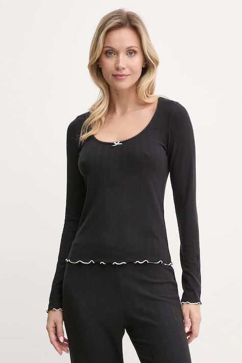 Abercrombie & Fitch longsleeve de pijama culoarea negru, KI146-4045