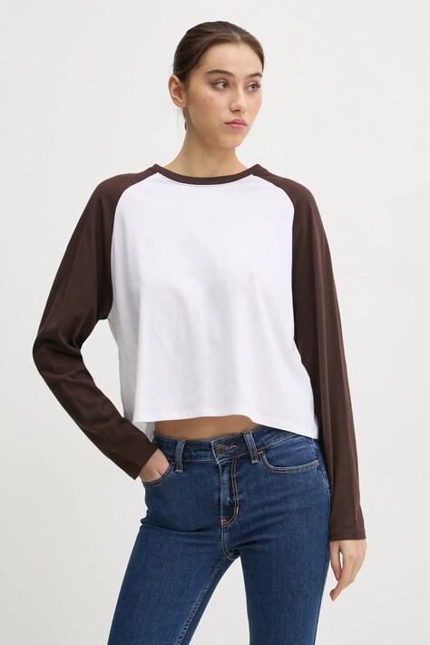 Hollister Co. longsleeve din bumbac culoarea bej, KI339-3682