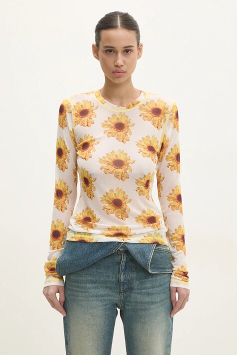 Tričko s dlouhým rukávem JW Anderson Long Sleeve Underpinning žlutá barva, JO0238.PG1670.001