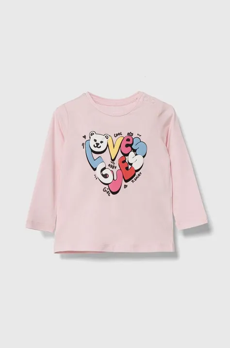 Kratka majica za dojenčka Guess roza barva, A4YI01 K6YW4