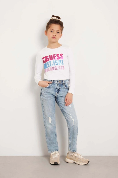 Guess longsleeve copii culoarea alb, J4YI01 K6YW4