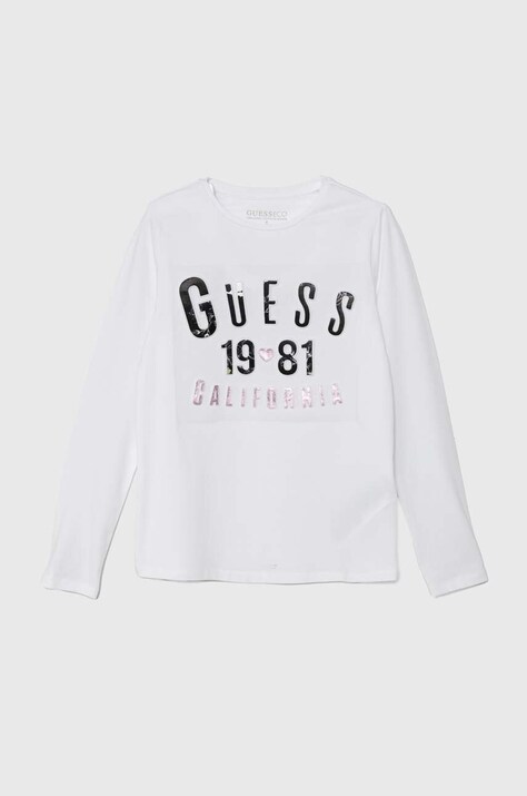 Guess longsleeve copii culoarea alb, J4YI31 K6YW4