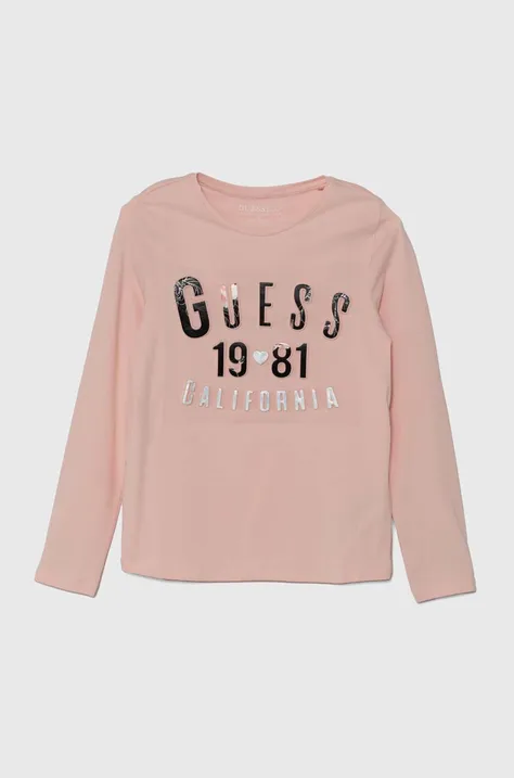 Детска блуза с дълги ръкави Guess в оранжево J4YI31 K6YW4