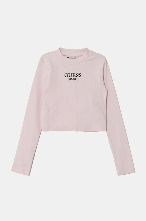 Dětské tričko s dlouhým rukávem Guess růžová barva, J4YI49 KBZP4