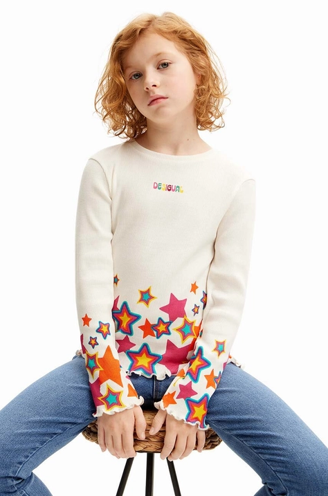 Desigual longsleeve in cotone bambino/a colore bianco 24WGTK20