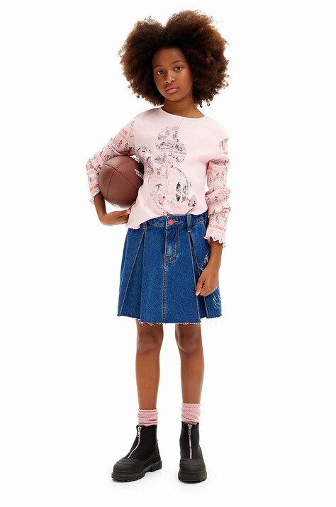 Desigual maglietta a maniche lunghe per bambini MICKEY MOUSE colore rosa 24WGTK10