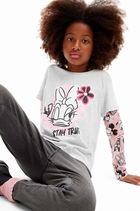 Desigual longsleeve copii culoarea gri, 24WGTK09
