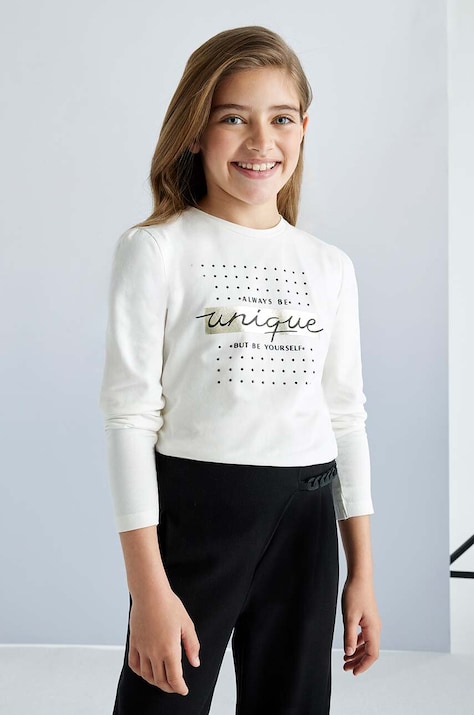 Mayoral longsleeve din bumbac pentru copii culoarea bej, 830