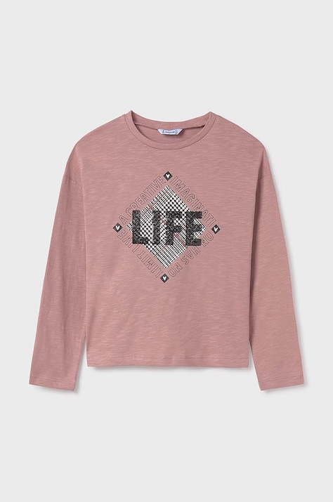 Mayoral longsleeve din bumbac pentru copii culoarea roz, 7008