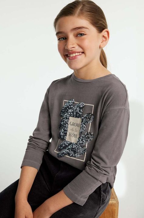 Дитячий бавовняний лонгслів Mayoral колір сірий 7010