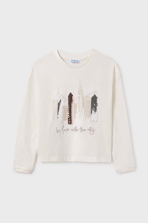 Mayoral longsleeve din bumbac pentru copii culoarea alb, 7016