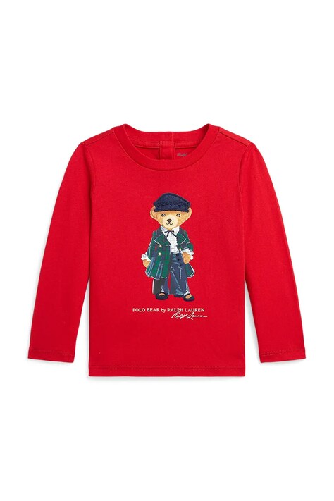 Polo Ralph Lauren longsleeve din bumbac pentru copii culoarea roșu, 310952134001