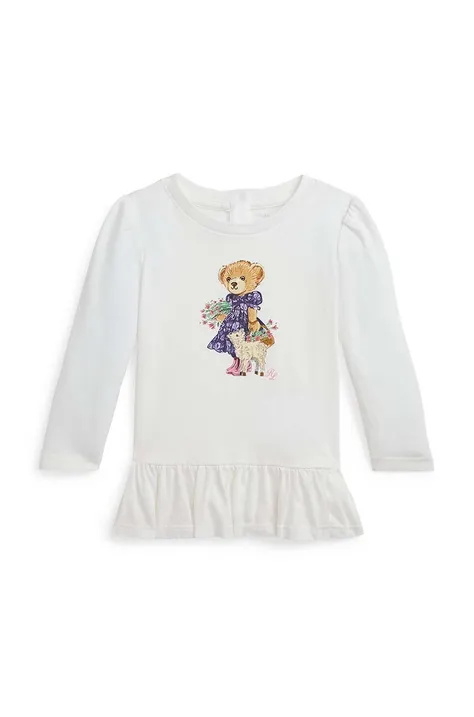 Detské bavlnené tričko s dlhým rukávom Polo Ralph Lauren biela farba, 310952348001
