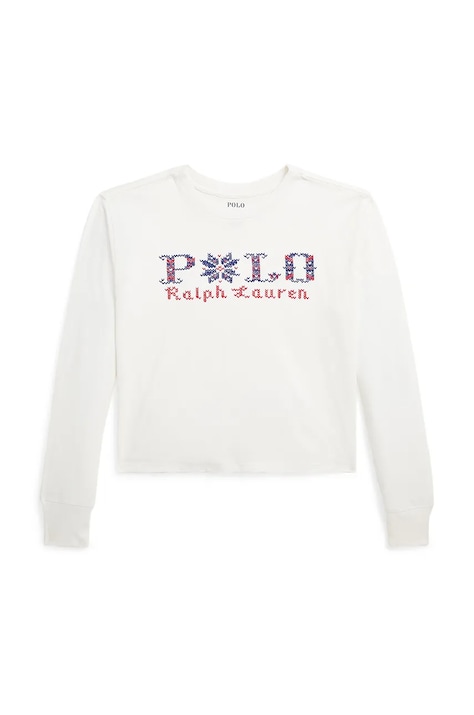 Дитячий бавовняний лонгслів Polo Ralph Lauren колір білий 313952100002