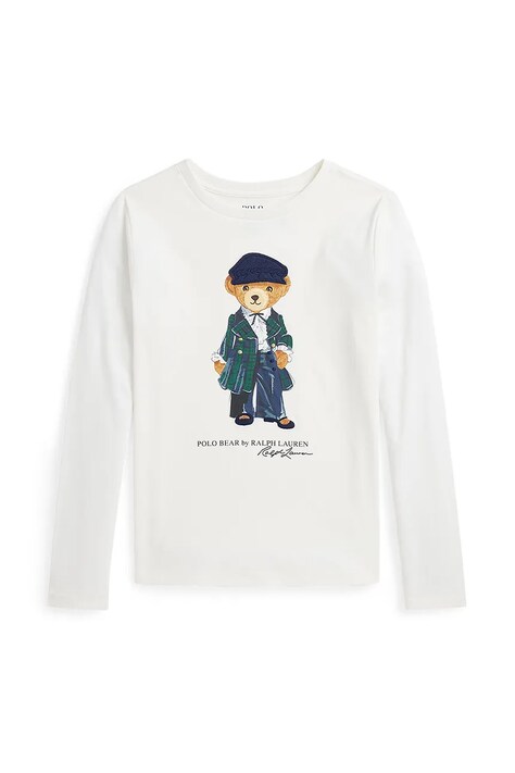 Polo Ralph Lauren longsleeve din bumbac pentru copii culoarea alb, 313952134001