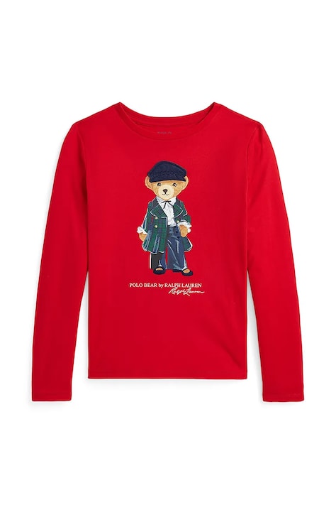 Polo Ralph Lauren longsleeve din bumbac pentru copii culoarea rosu, 313952134002