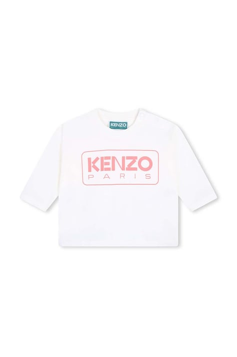 Dětské bavlněné tričko s dlouhým rukávem Kenzo Kids béžová barva, K60489