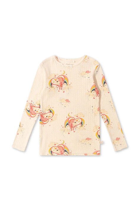 Хлопковый детский лонгслив Konges Sløjd MINNIE GLITTER BLOUSE GOTS цвет бежевый KS102053