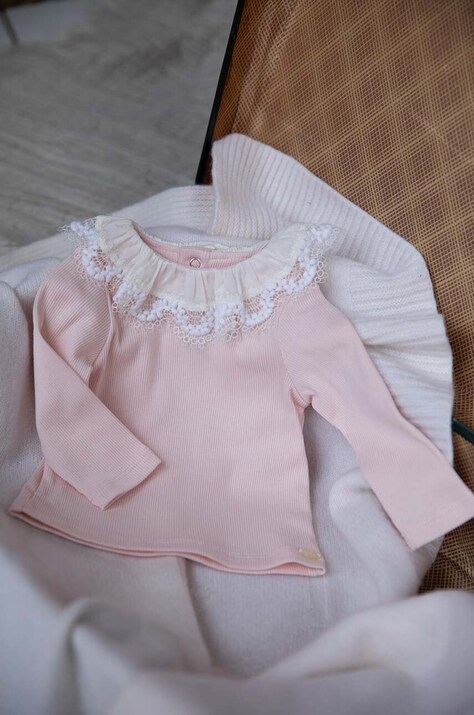 Бебешка блуза с дълги ръкави Tartine et Chocolat в розово с яка TZ10061