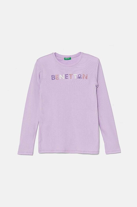 United Colors of Benetton Longsleeve bawełniany dziecięcy kolor fioletowy 3I9WC10JR