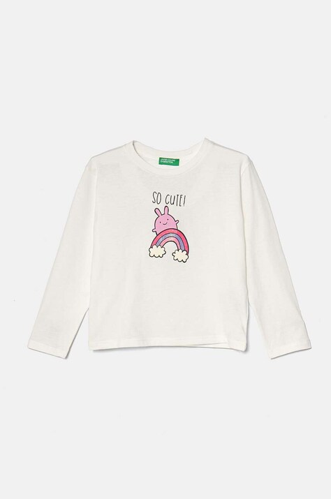 United Colors of Benetton Longsleeve bawełniany dziecięcy kolor biały 3I1XG10FI
