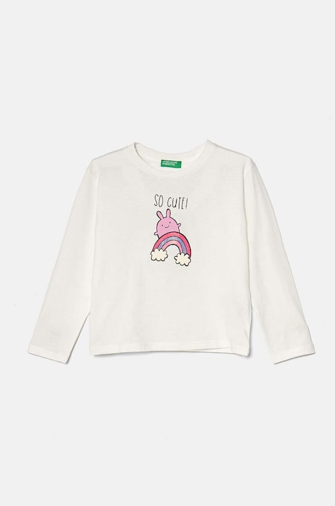 United Colors of Benetton Longsleeve bawełniany dziecięcy kolor biały 3I1XG10FI