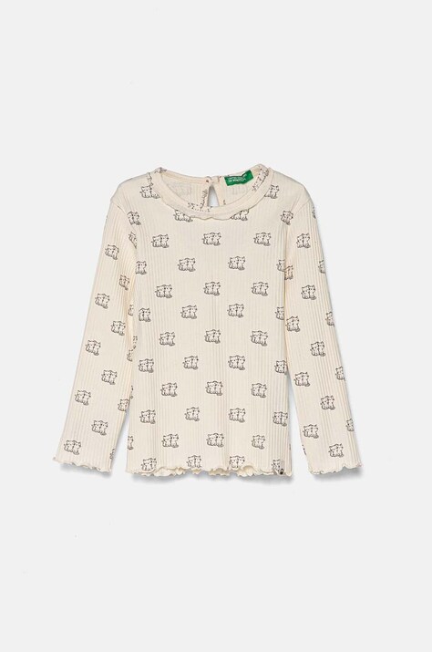 Детска блуза с дълги ръкави United Colors of Benetton в бежово 36LKG10FF