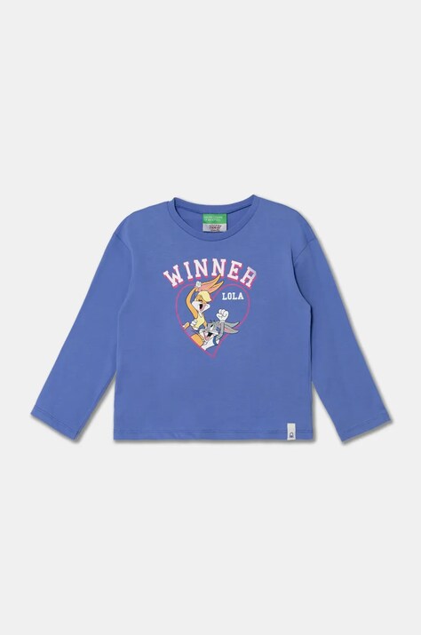 United Colors of Benetton longsleeve din bumbac pentru copii x Looney Tunes culoarea violet, 3ATNG10HG