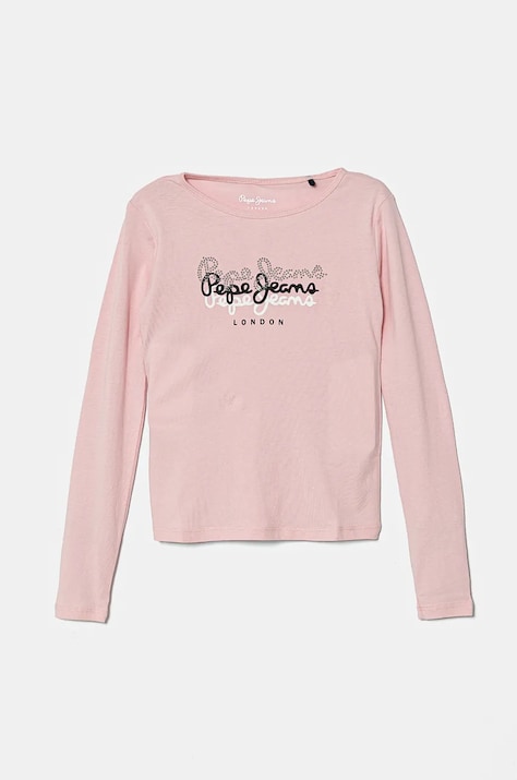Παιδικό βαμβακερό μακρυμάνικο Pepe Jeans TIANNE χρώμα: ροζ, PG503107