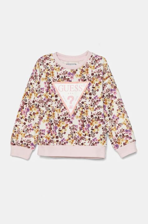 Guess bluza bawełniana dziecięca kolor różowy wzorzysta K4BQ00 KAD73