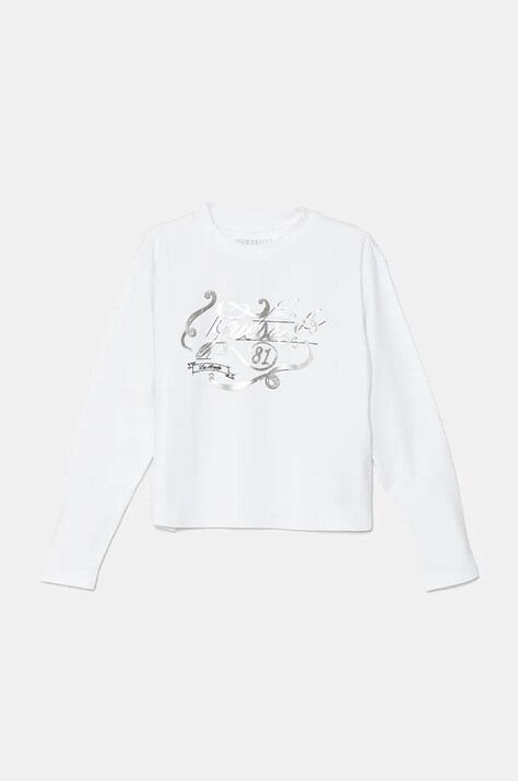 Guess longsleeve copii culoarea alb, J4BI01 J1314