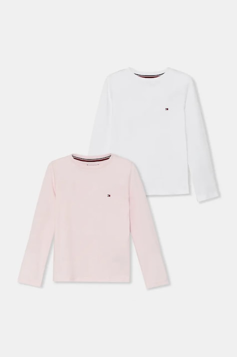 Tommy Hilfiger longsleeve bawełniany dziecięcy 2-pack kolor różowy UG0UG00779