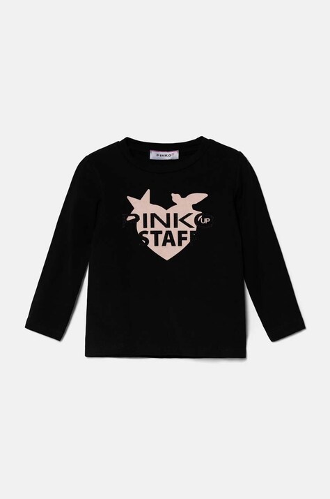 Detské tričko s dlhým rukávom Pinko Up čierna farba, F4PIBGTH174