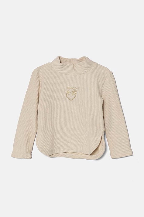 Pinko Up longsleeve dziecięcy kolor beżowy z półgolfem F4PIBGTN148