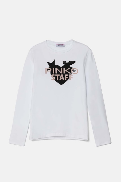 Pinko Up longsleeve copii culoarea alb, F4PIJGTH054