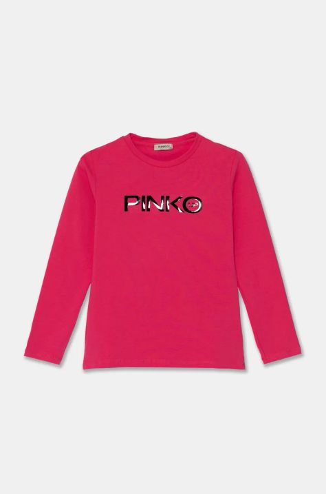 Pinko Up longsleeve din bumbac pentru copii culoarea roz, F4PIJGTH151