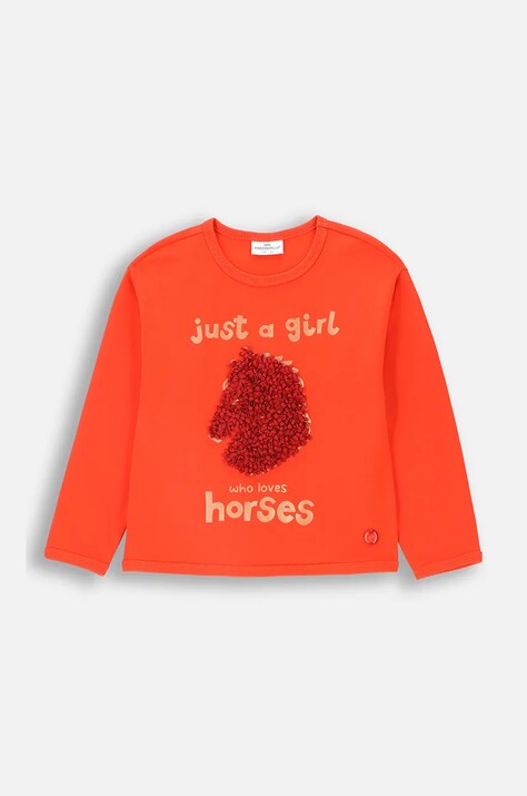 Dětské tričko s dlouhým rukávem Coccodrillo červená barva, RODEO GIRL KIDS