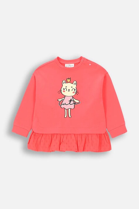 Хлопковый детский лонгслив Coccodrillo цвет розовый HEARTS GIRL NEWBORN