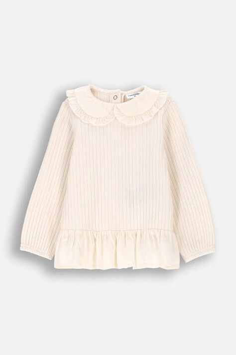 Dětské tričko s dlouhým rukávem Coccodrillo béžová barva, s límečkem, ELEGANT BABY GIRL