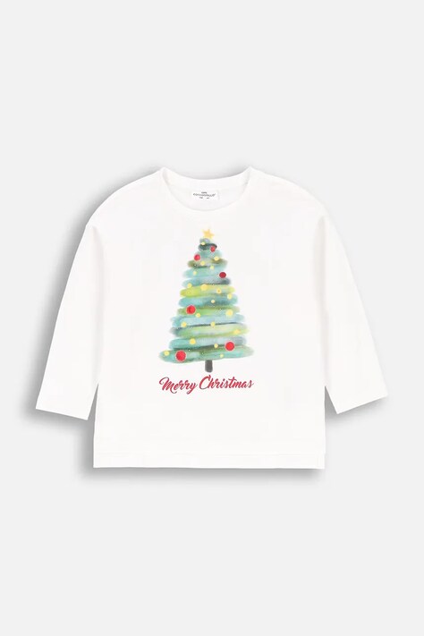 Coccodrillo longsleeve dziecięcy kolor beżowy MERRY XMAS