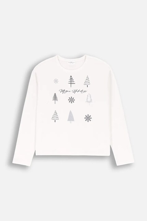 Coccodrillo longsleeve dziecięcy kolor beżowy MERRY XMAS