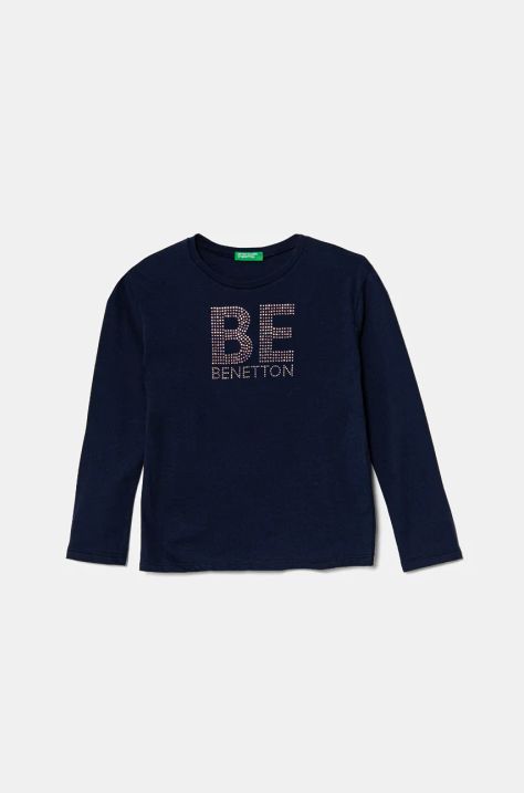 United Colors of Benetton longsleeve bawełniany dziecięcy kolor granatowy 3I1XC10JS