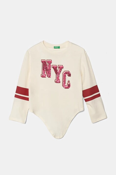 Детска блуза с дълги ръкави United Colors of Benetton в бежово 3I1XC10JD