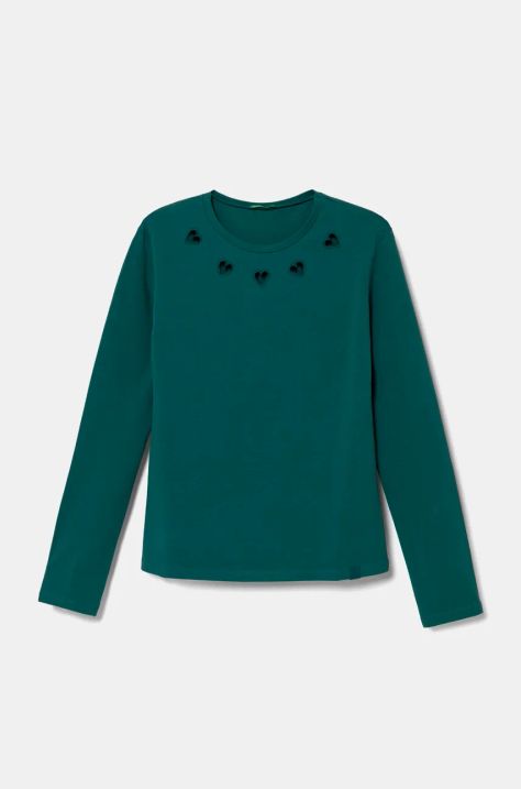 United Colors of Benetton longsleeve copii culoarea verde, 3P4ZC10JE